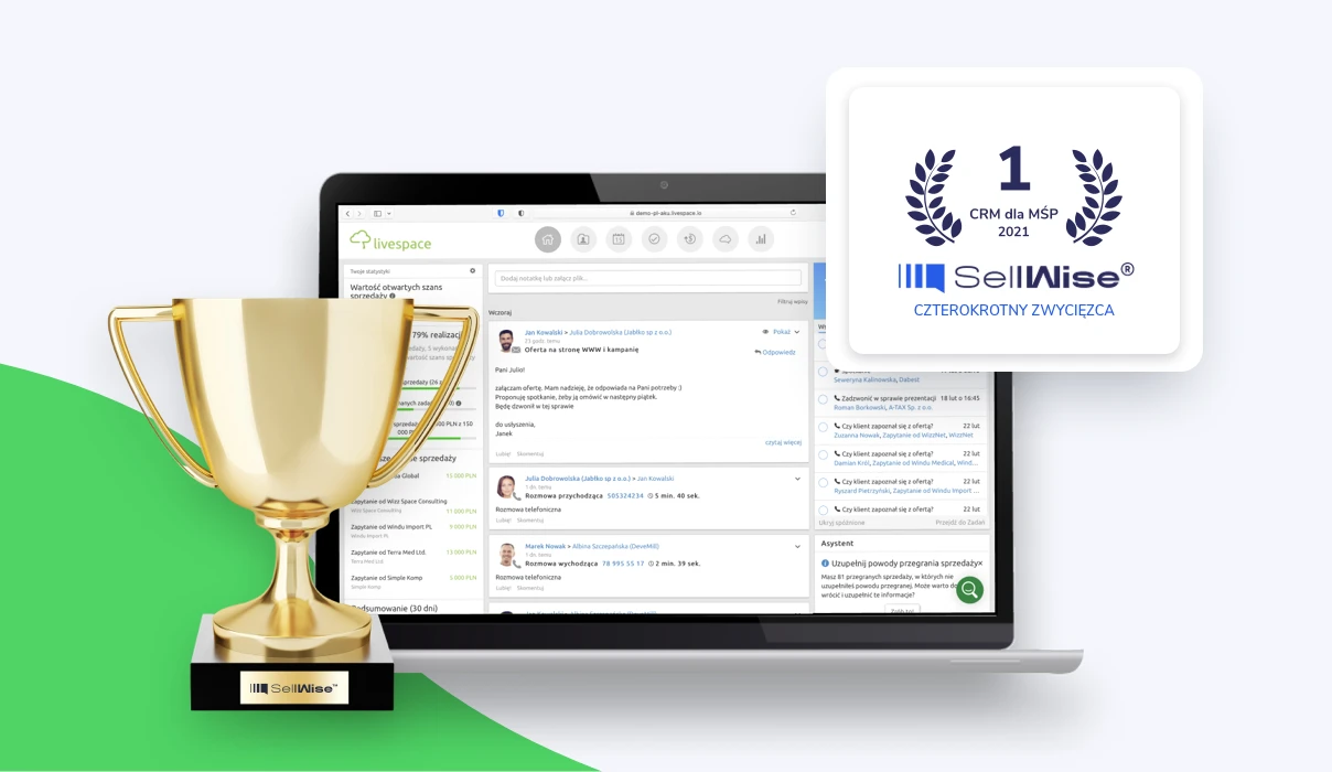 Livespace na szczycie Rankingu CRM Sellwise 2021