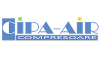 Logo 'CIPA-AIR COMPRESOARE' - niebieski tekst. Rumunska firma (sprezarki/kompresory).