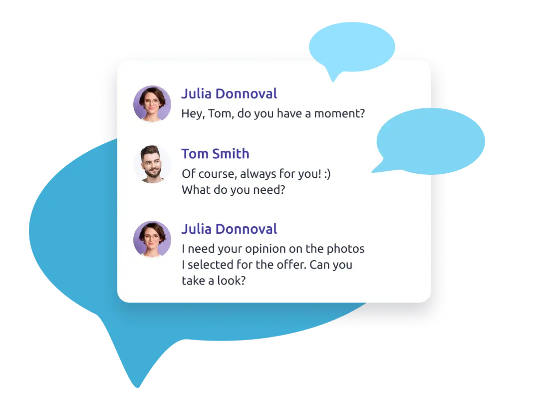 Live chat for fast internal communication