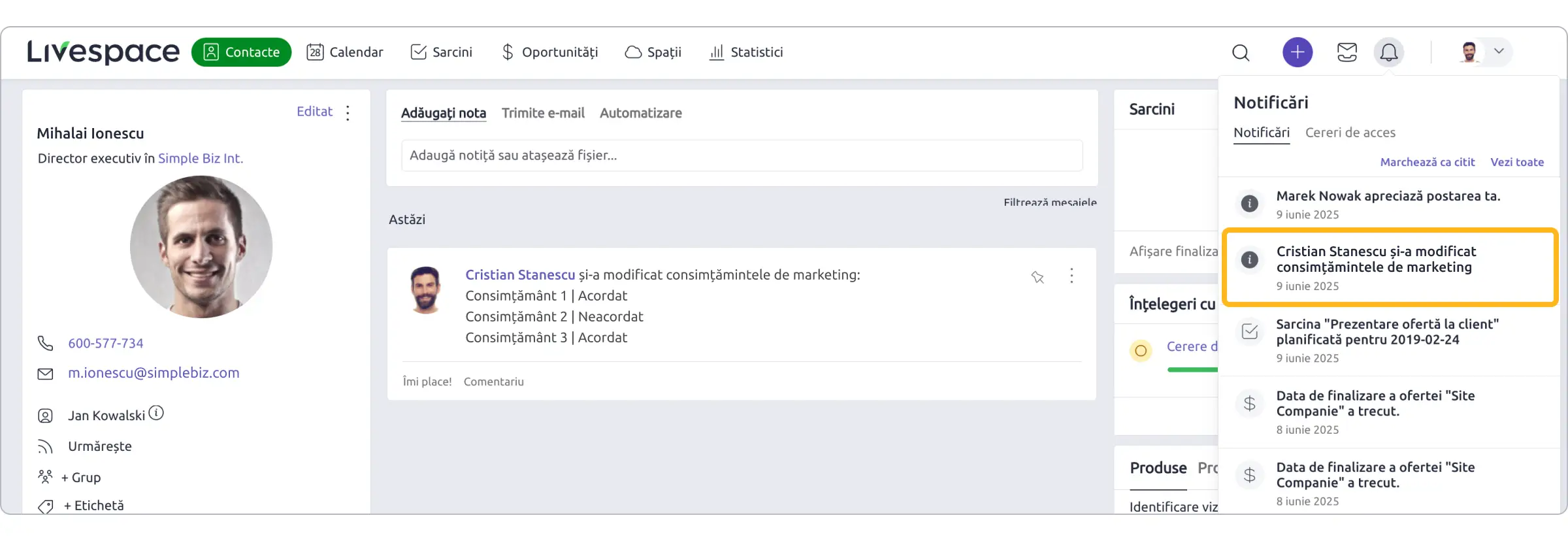 Gestionarea consimțămintelor de marketing GDPR în sistemul CRM