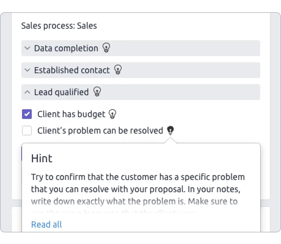 Sales process guide for sales managers